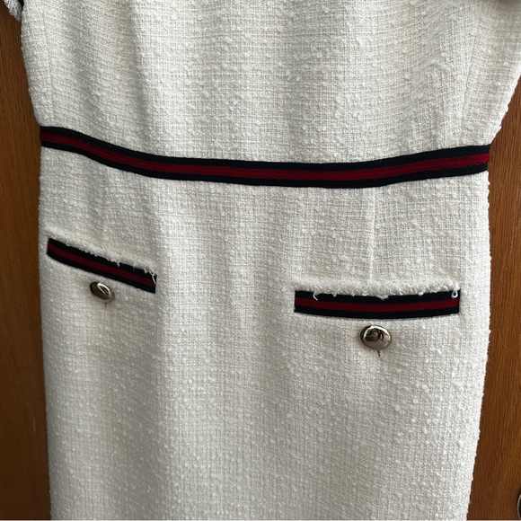 NWT L.K. Bennett Leni Tweed Cream Shift Dress with Fringe - Picture 7 of 9